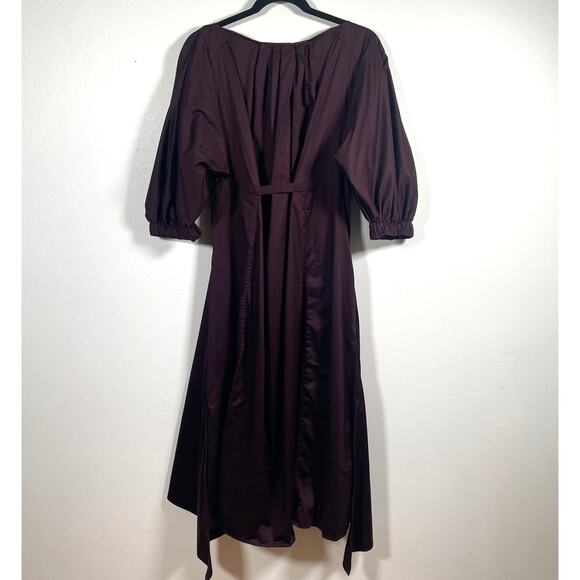 COS Dress 6 Puff Sleeve Midi Prairie Cottage Milkmaid Witchy Goth Flowy Pleated - Picture 2 of 16